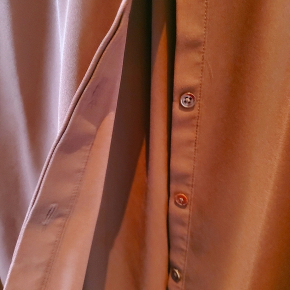 Icone (Simons) Sheer Burgundy Button Up Shirt with Black Beading (XS) - Picture 5 of 8